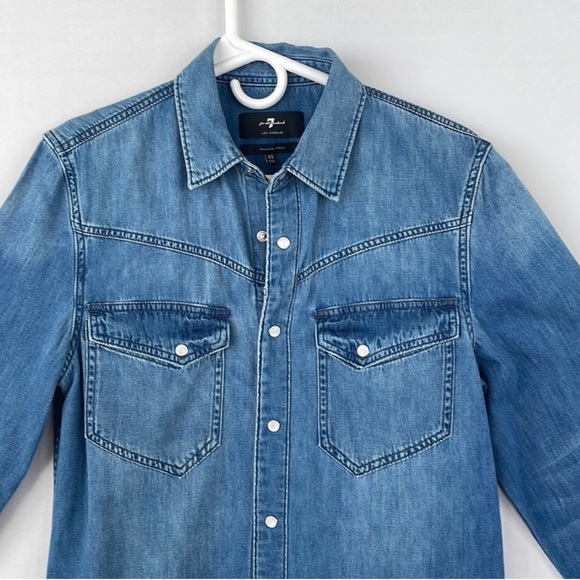 7 For all Mankind Mens Denim Snap Shirt - Picture 15 of 16